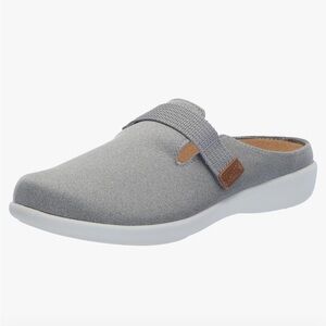 Revitaline Women’s Naples Mule Gray Slip-On Shoes with Brown Accent